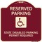 Signmission Reserved Parking State Disabled Parking Permit Required Heavy-Gauge Alum, 18" x 18", BU-1818-23008 A-DES-BU-1818-23008 - alternate 1